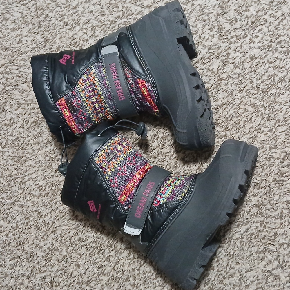DREAM PAIRS Little Kid Kamick Grey Multi Mid Calf Waterproof Winter Snow Boots - Picture 8 of 16